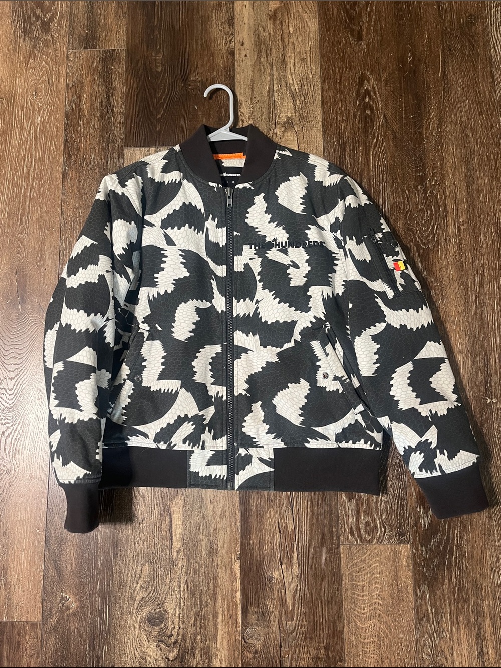 The Hundreds Black & White Graphic Puffer Bomber Jacket